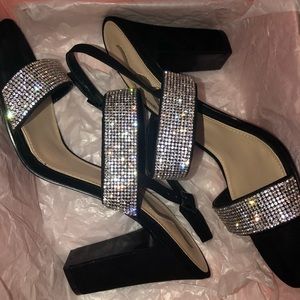 Black Glam Suede Block Heels